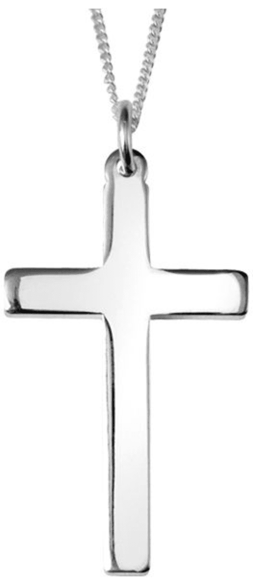 Men’s large solid cross necklace plain polished sterling silver