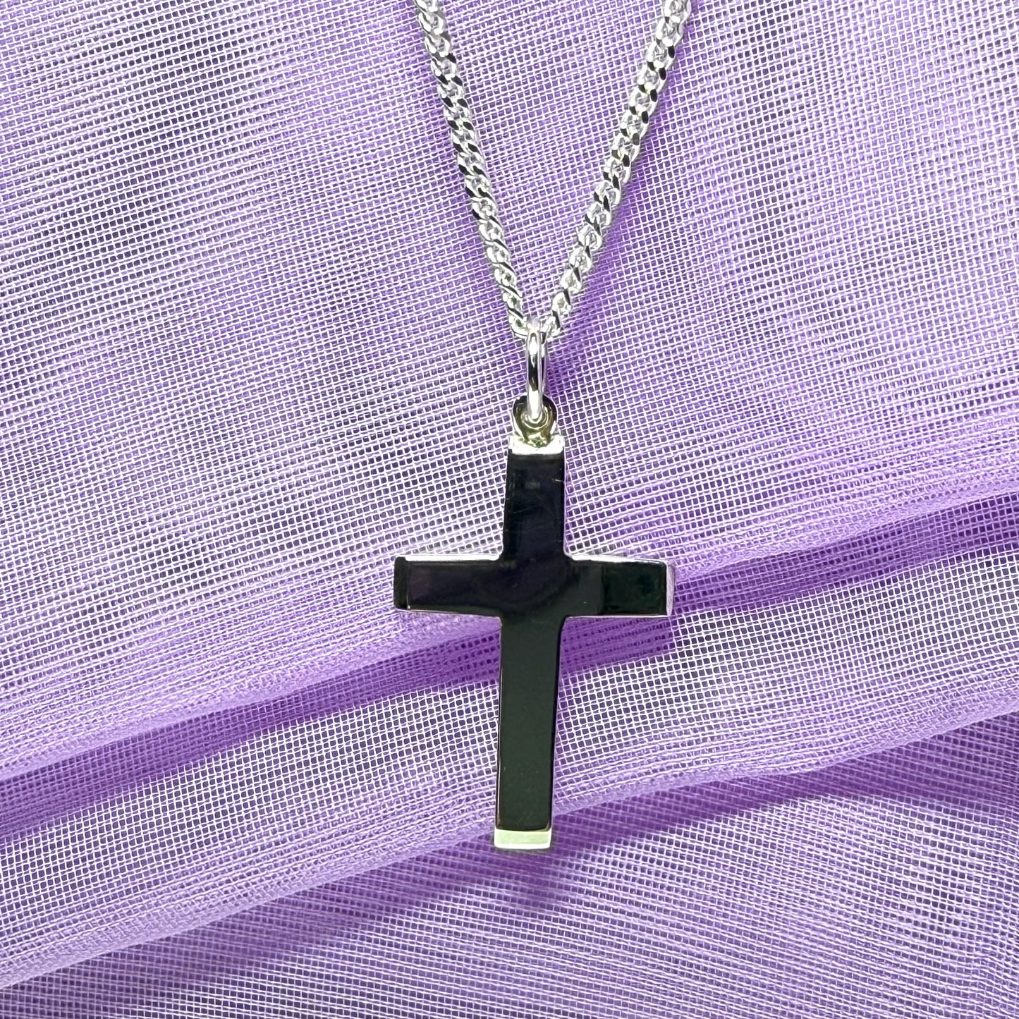 Plain sterling silver cross including chain