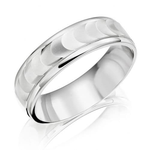Platinum Patterned Diamond Cut Wedding Ring