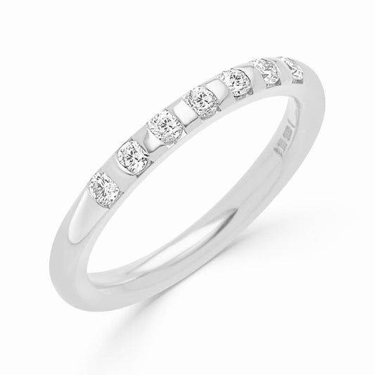 Platinum Plain Polished Diamond Tension Set Wedding Ring