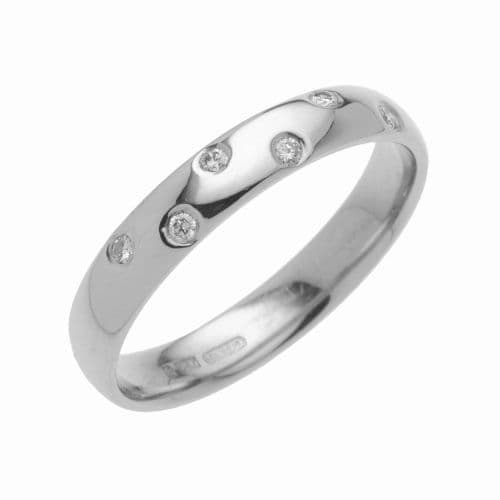Platinum Staggered Polished Diamond Set Wedding Ring