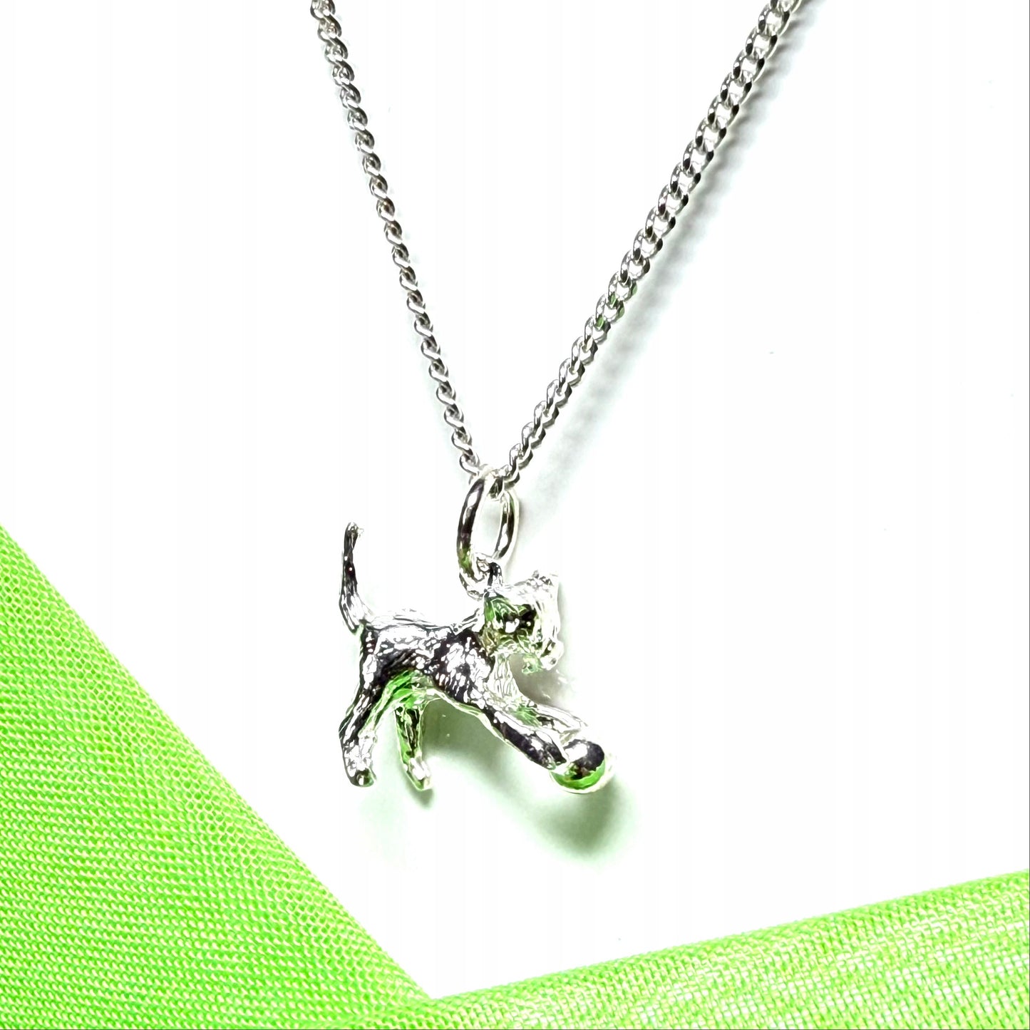 Playful cat and ball necklace solid sterling silver