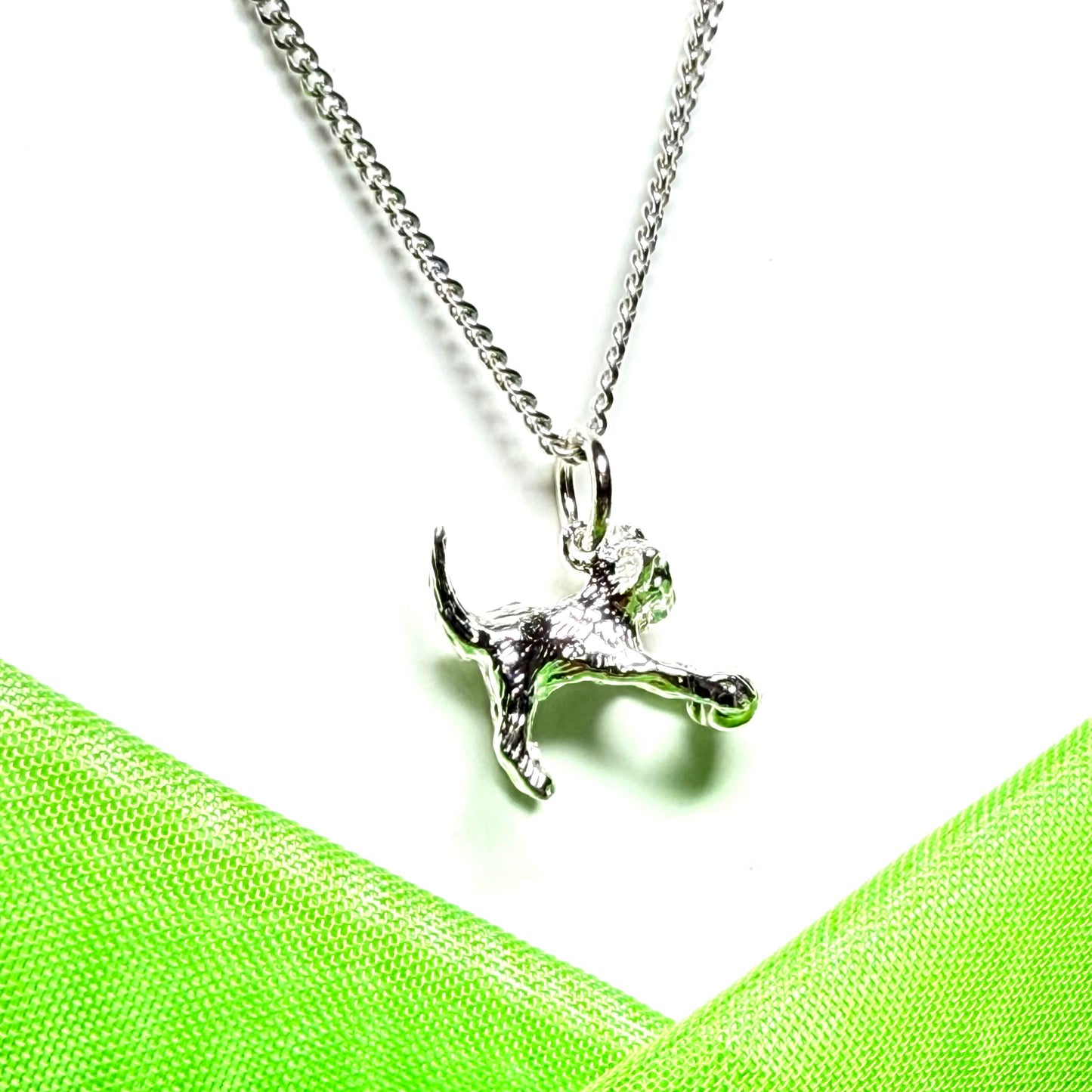 Playful cat and ball necklace solid sterling silver