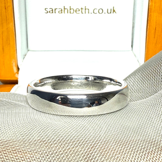 Polished Plain Sterling Silver Court Wedding Ring 5 mm Wide Rounded