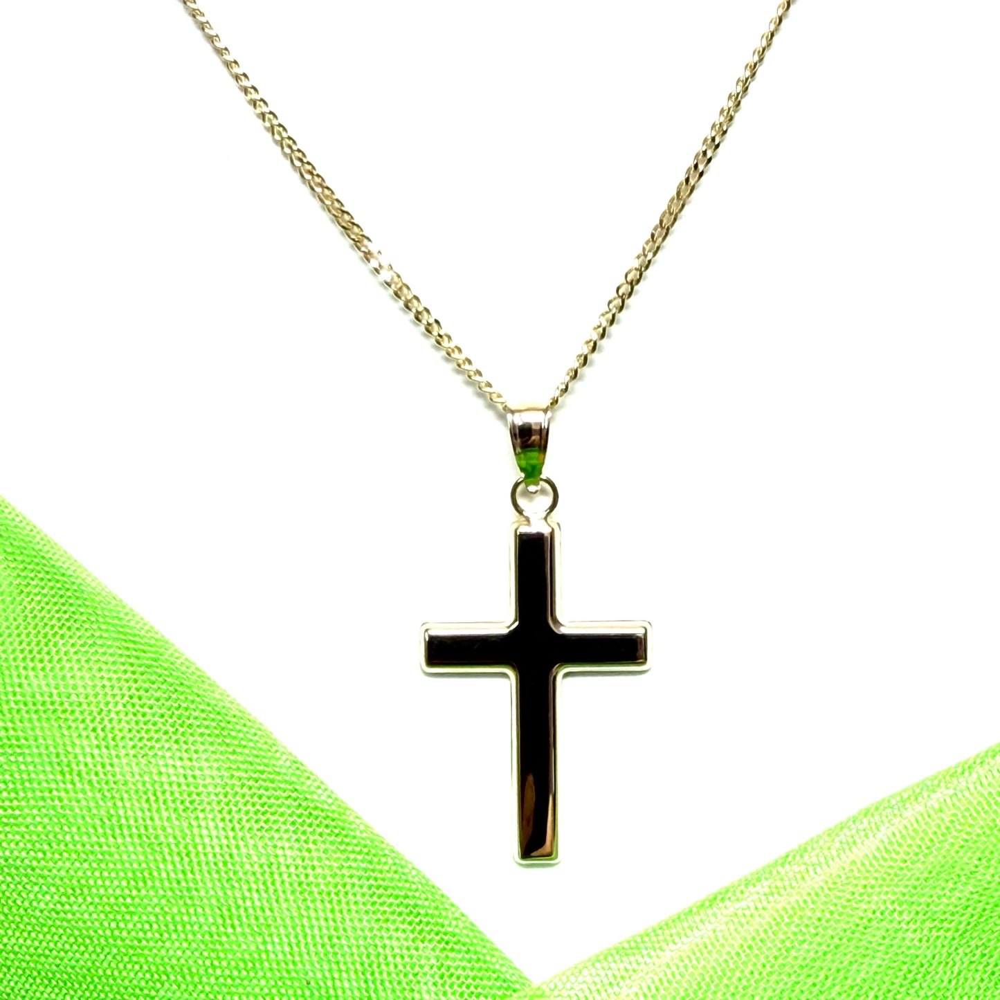 Polished plain polished yellow cross with chain