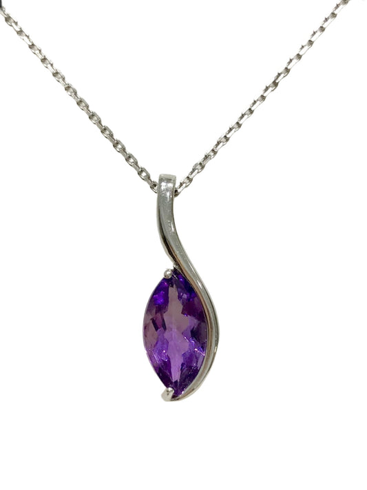Amethyst Purple Marquise White Gold Necklace