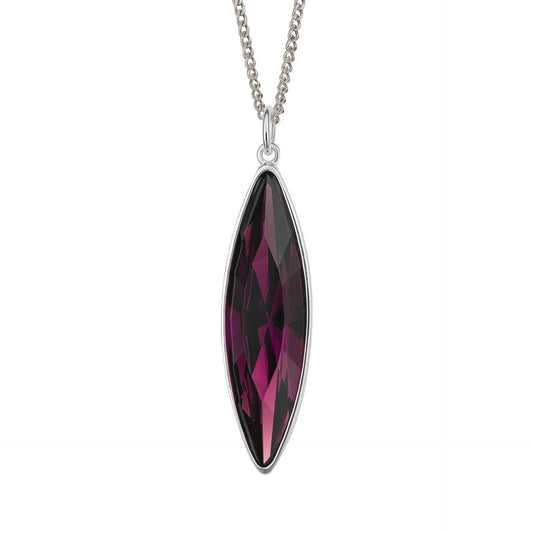 Large purple crystal marquise necklace pendant