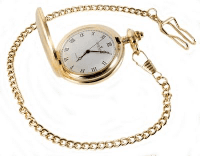 Quartz Gold Plated Plain Pocket Watch With Chain Roman Numeral