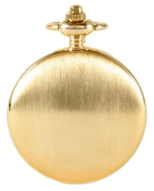 Quartz Gold Plated Plain Pocket Watch With Chain Roman Numeral