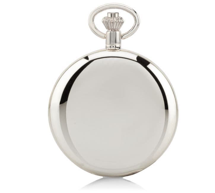 Quartz Silver Plated Plain Pocket Watch With Chain Roman Numeral With Photograph Space
