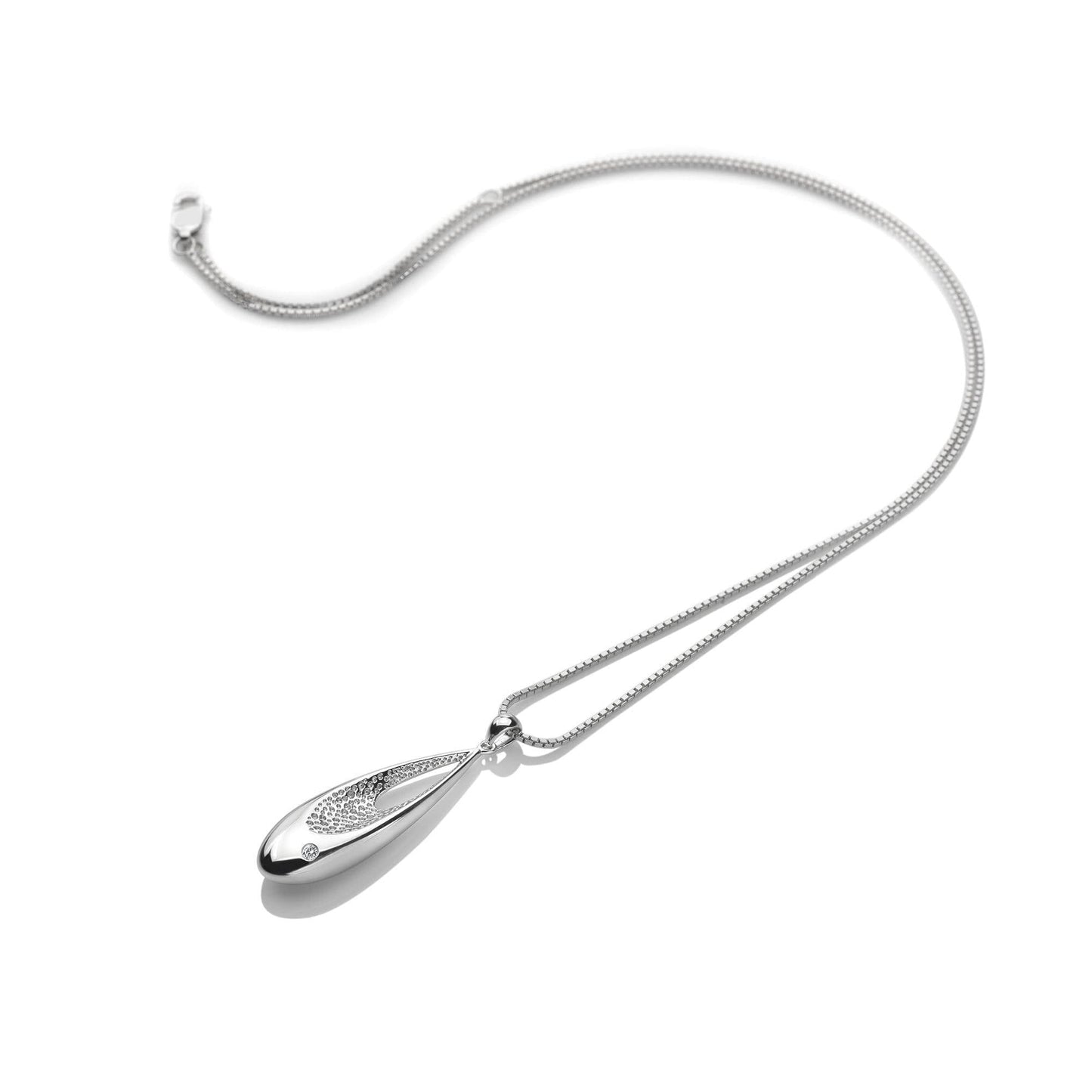 Quest Teardrop Pendant Sterling Silver Necklace DP785