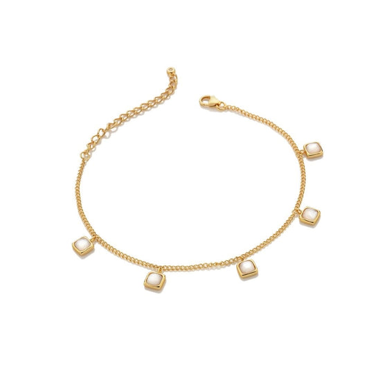 Real Mother of Pearl ladies bracelet or anklet sterling silver gold plated