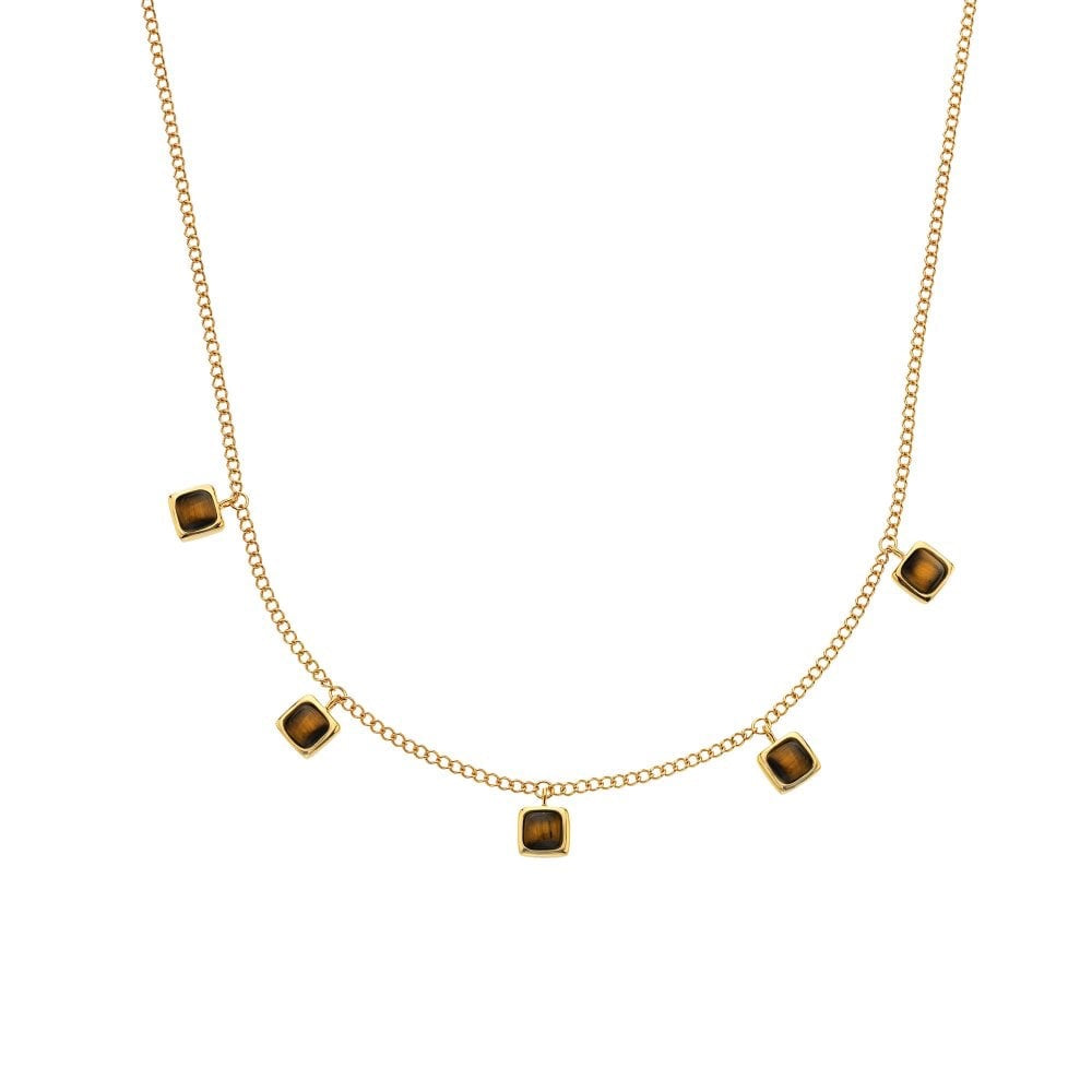 Real Tiger Eye necklace sterling silver gold plated