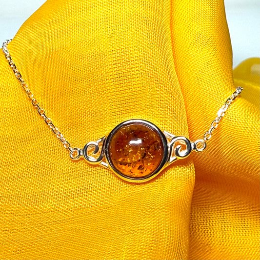 Real amber bracelet fancy round design