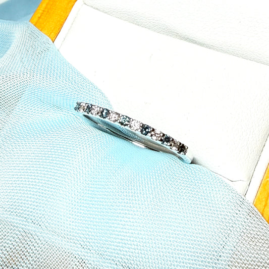 Real blue diamond eternity ring white gold