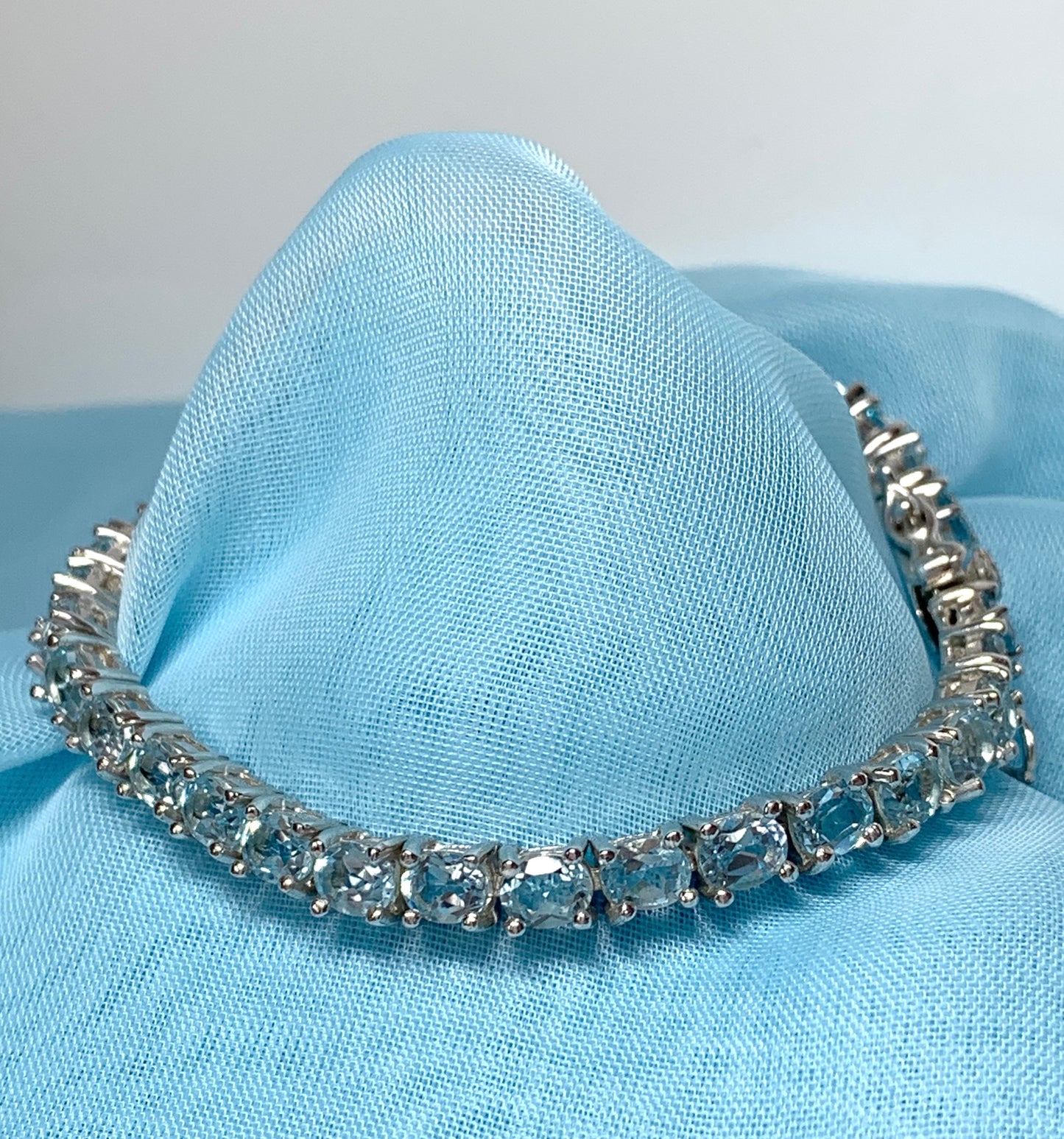Real blue topaz bracelet oval sterling silver