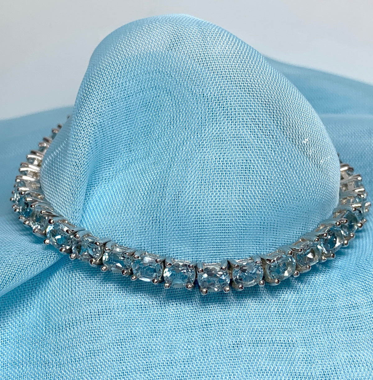 Real blue topaz bracelet oval sterling silver