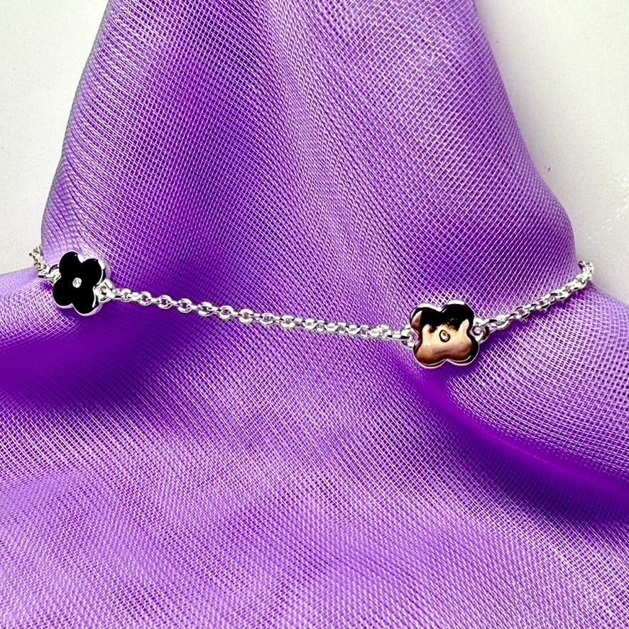 Real diamond childs bracelet daisy link solid sterling silver