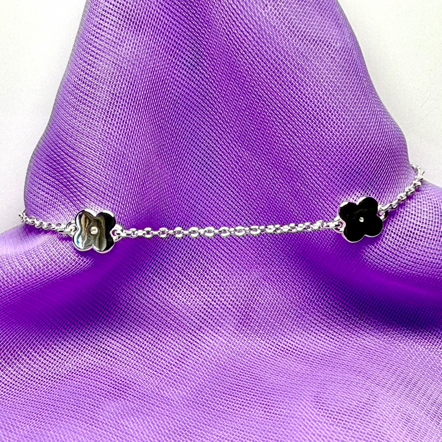 Real diamond childs bracelet daisy link solid sterling silver