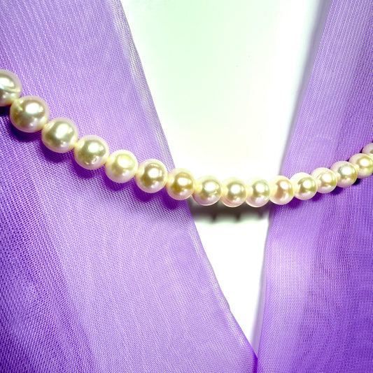 Real freshwater cultured pearl single row necklace uniform 7 mm round pearls