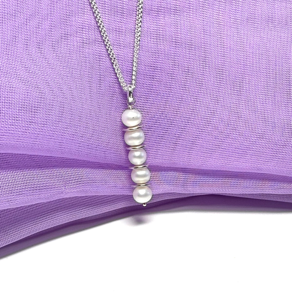 Real freshwater pearl necklace round long pendant sterling silver with chain