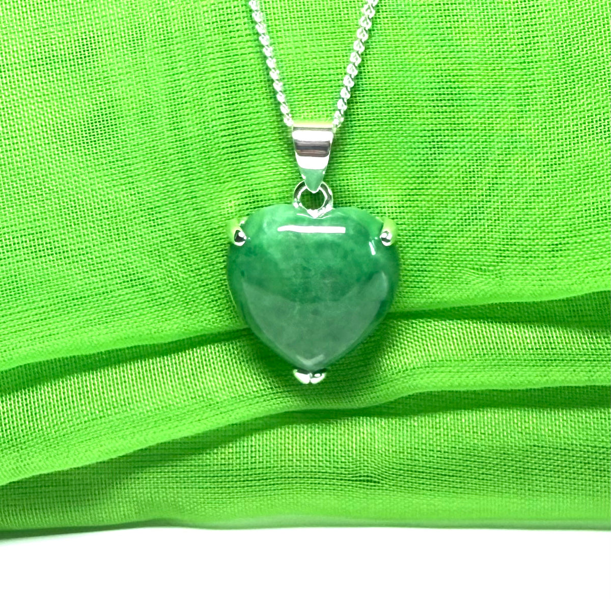 Real green jade heart shaped necklace