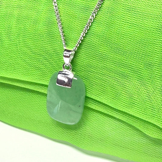 Real green jade necklace cushion shape stone sterling silver, a simply beautiful gorgeous pendant