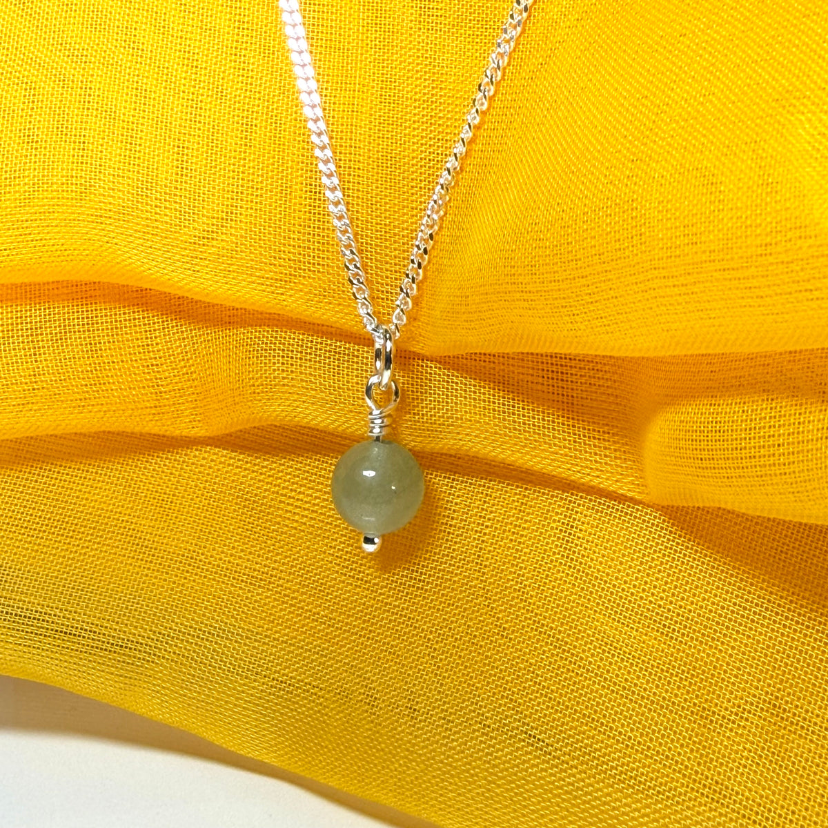 Real jade necklace round ball shaped light green pendant