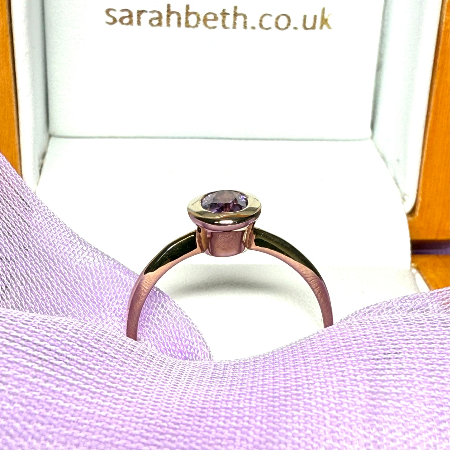 Oval shaped real amethyst yellow gold dress ring