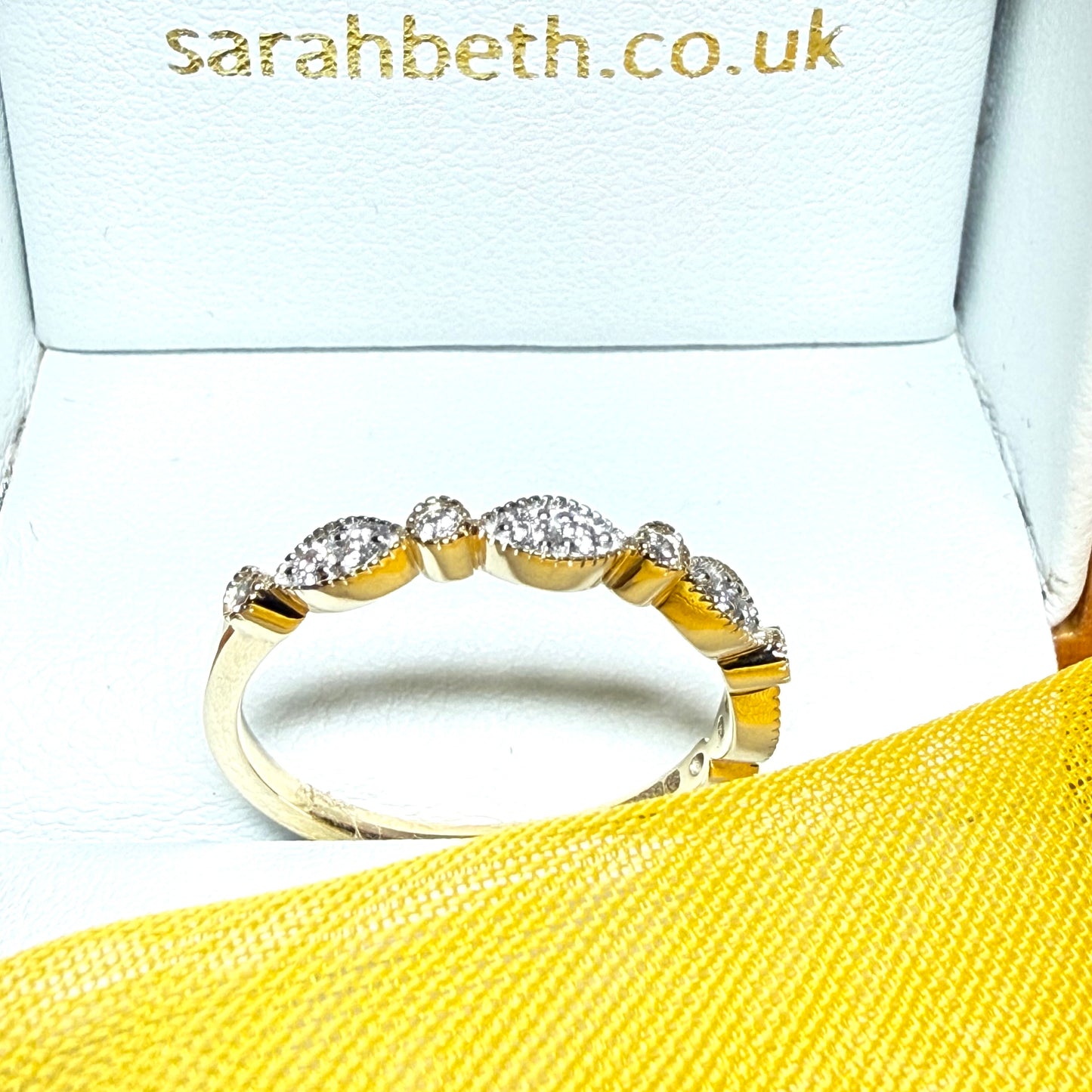 Real round cut diamond eternity ring yellow gold 17 points