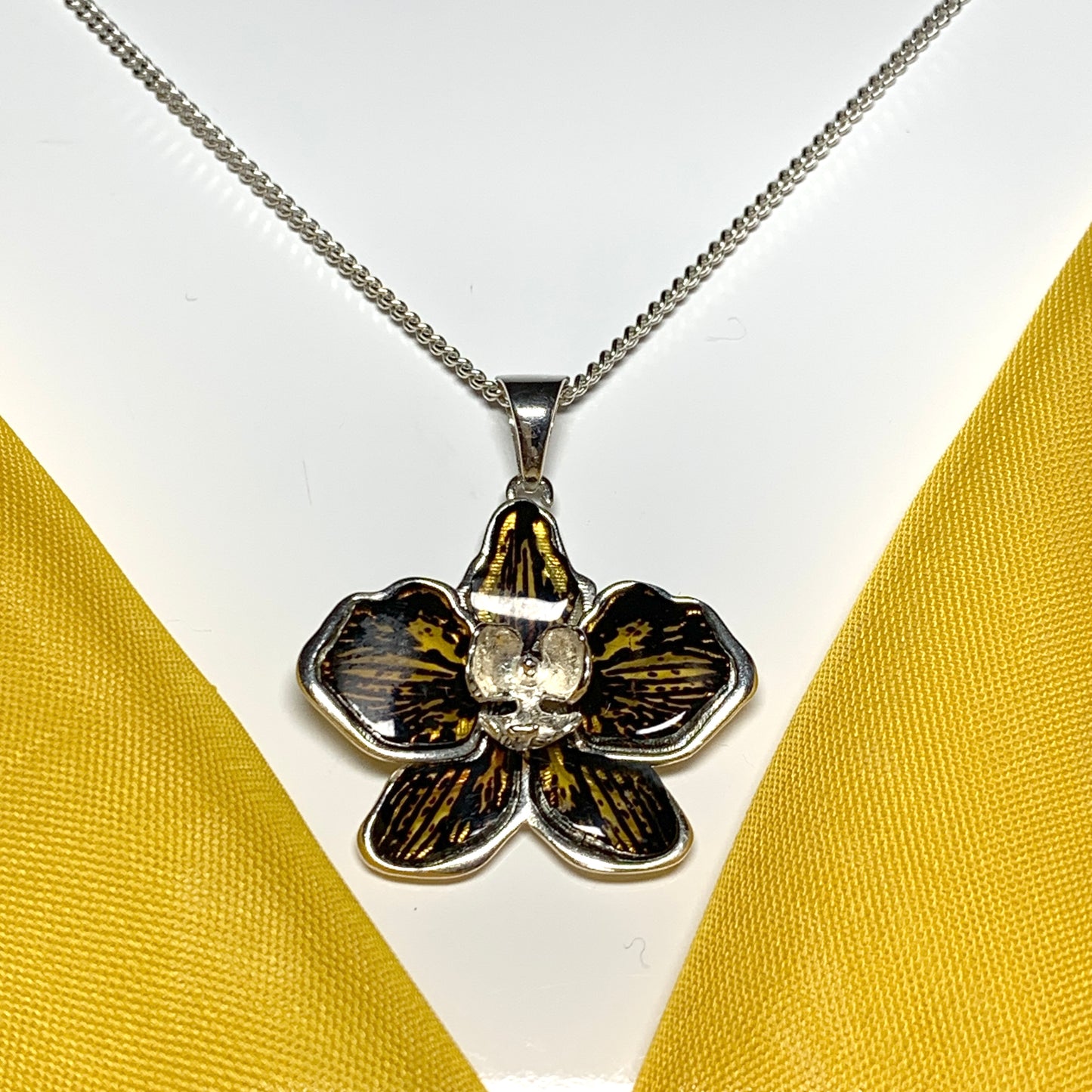 Real amber flower necklace sterling silver