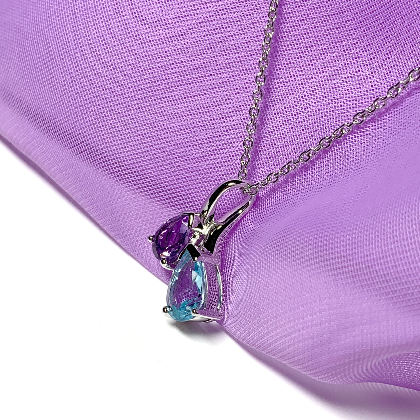 Real amethyst and blue topaz fancy necklace