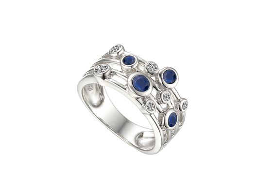 Real blue sapphire and cubic zirconia Fantasize cocktail dress ring