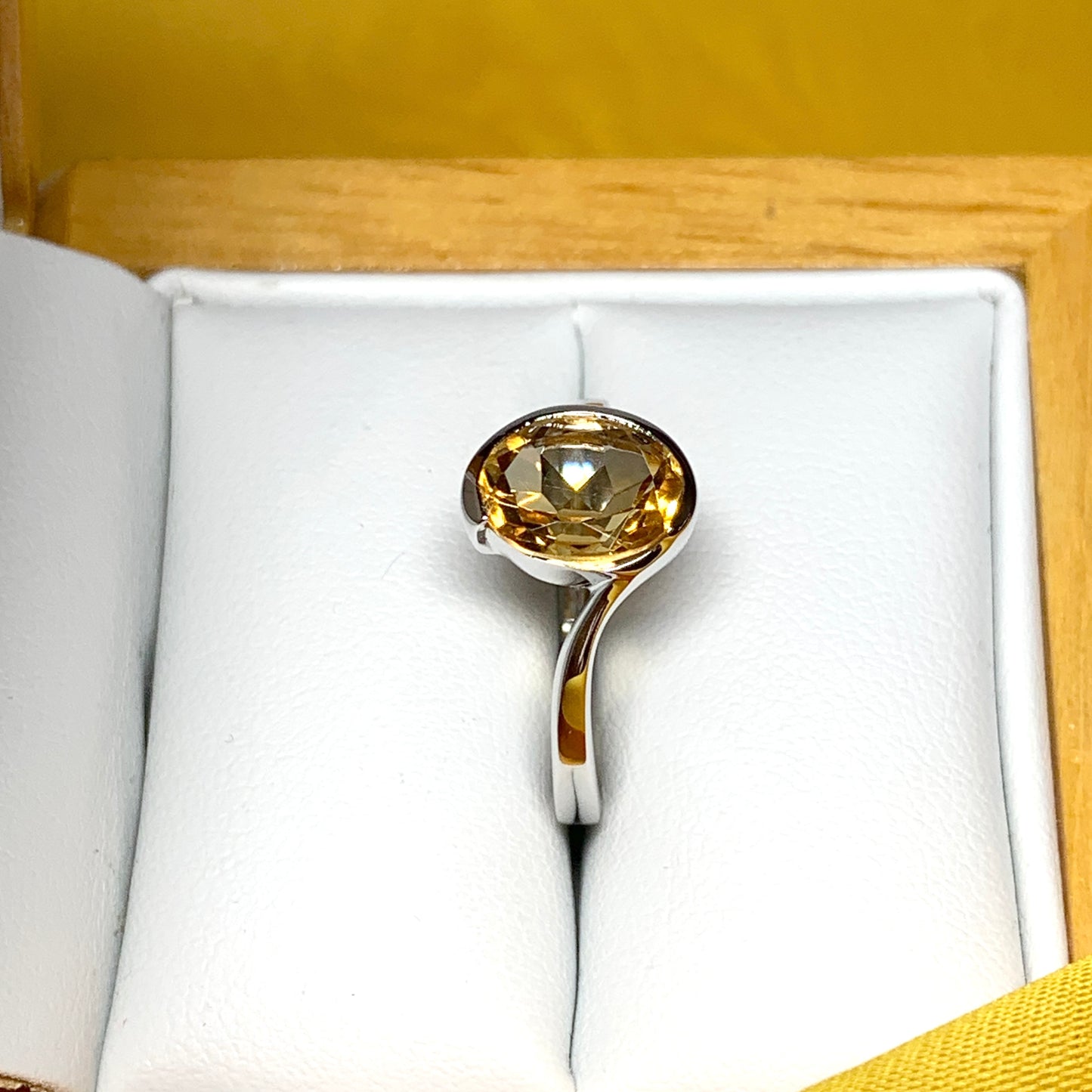 Real citrine ring fancy oval swirl sterling silver