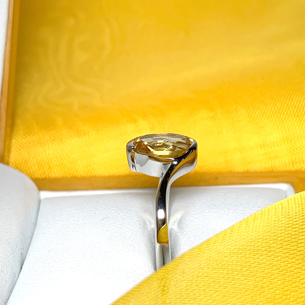 Real citrine ring fancy oval swirl sterling silver