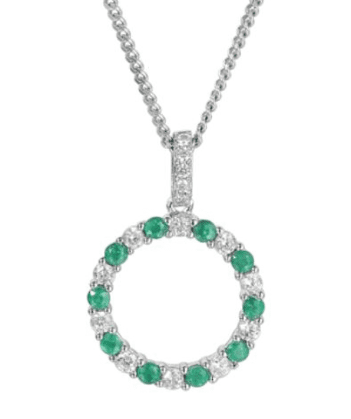 Real emerald Circle of Life round necklace pendant