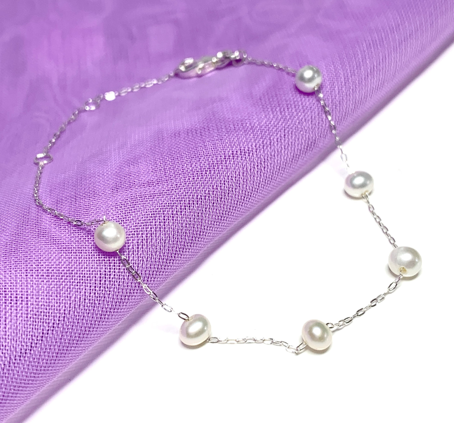 Real freshwater fine round pearl sterling silver bracelet