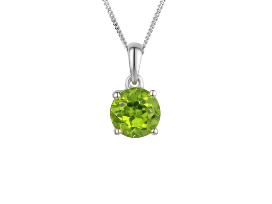 Real green peridot sterling silver pendant necklace