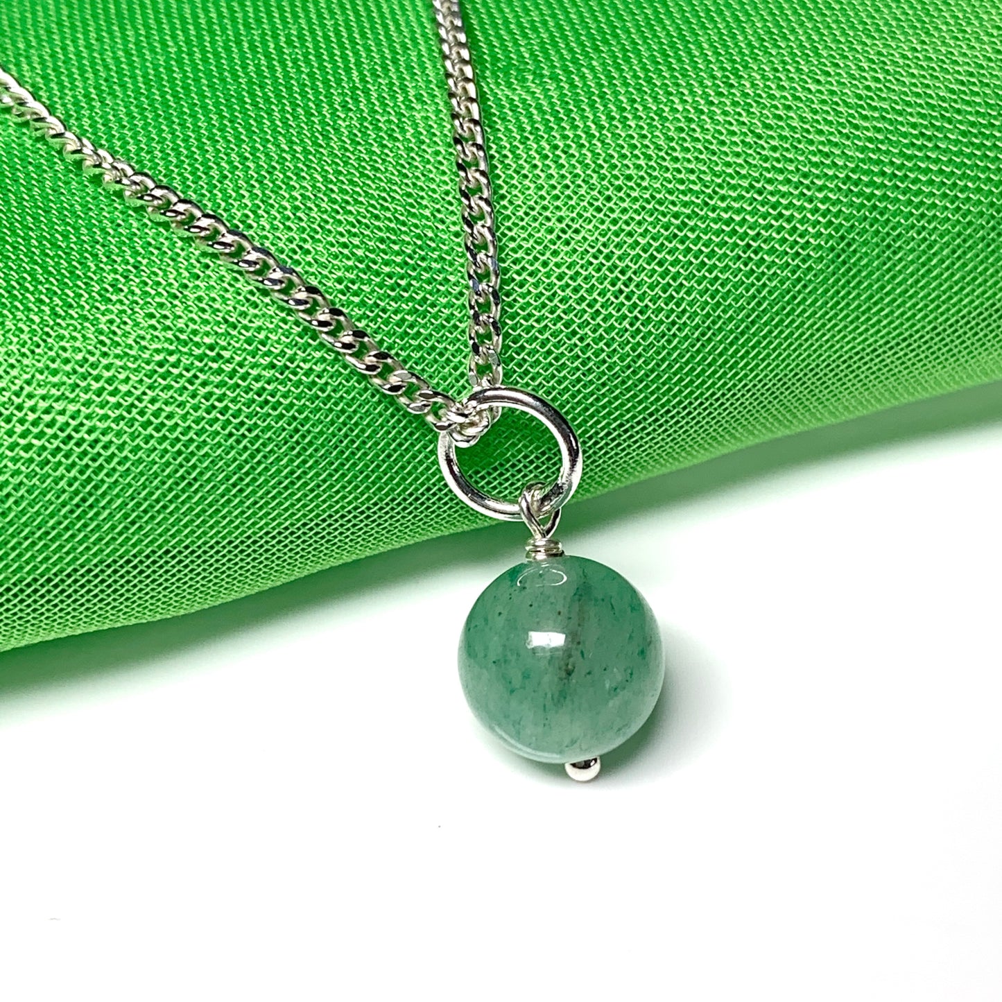 Jade necklace round ball shaped green pendant