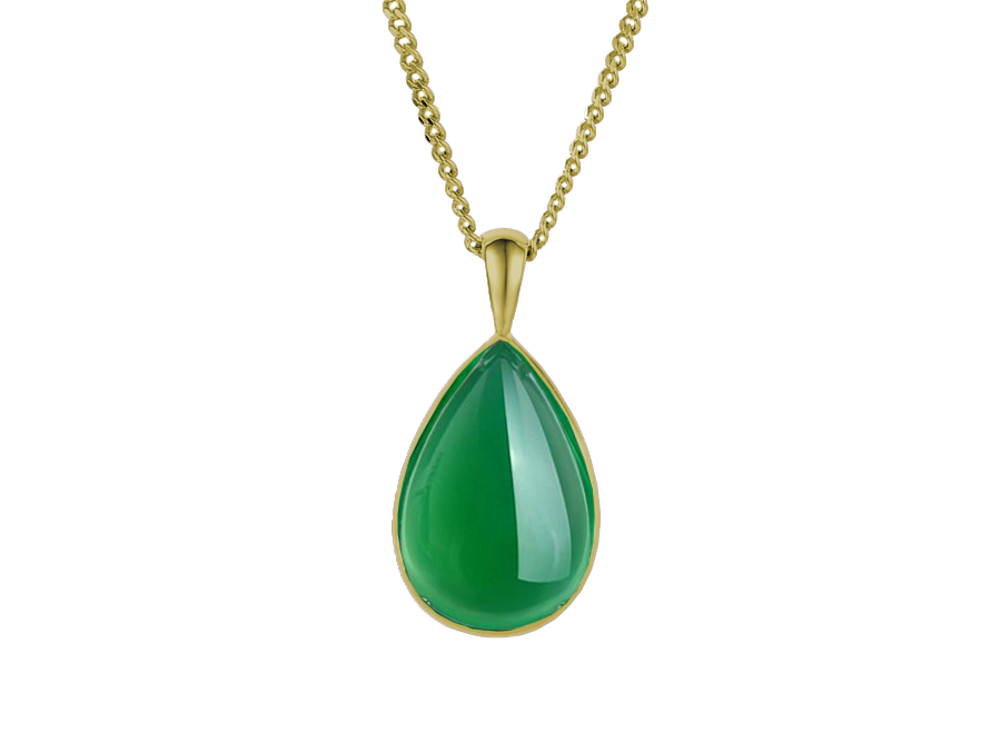 Real jade necklace teardrop pear necklace yellow gold pendant