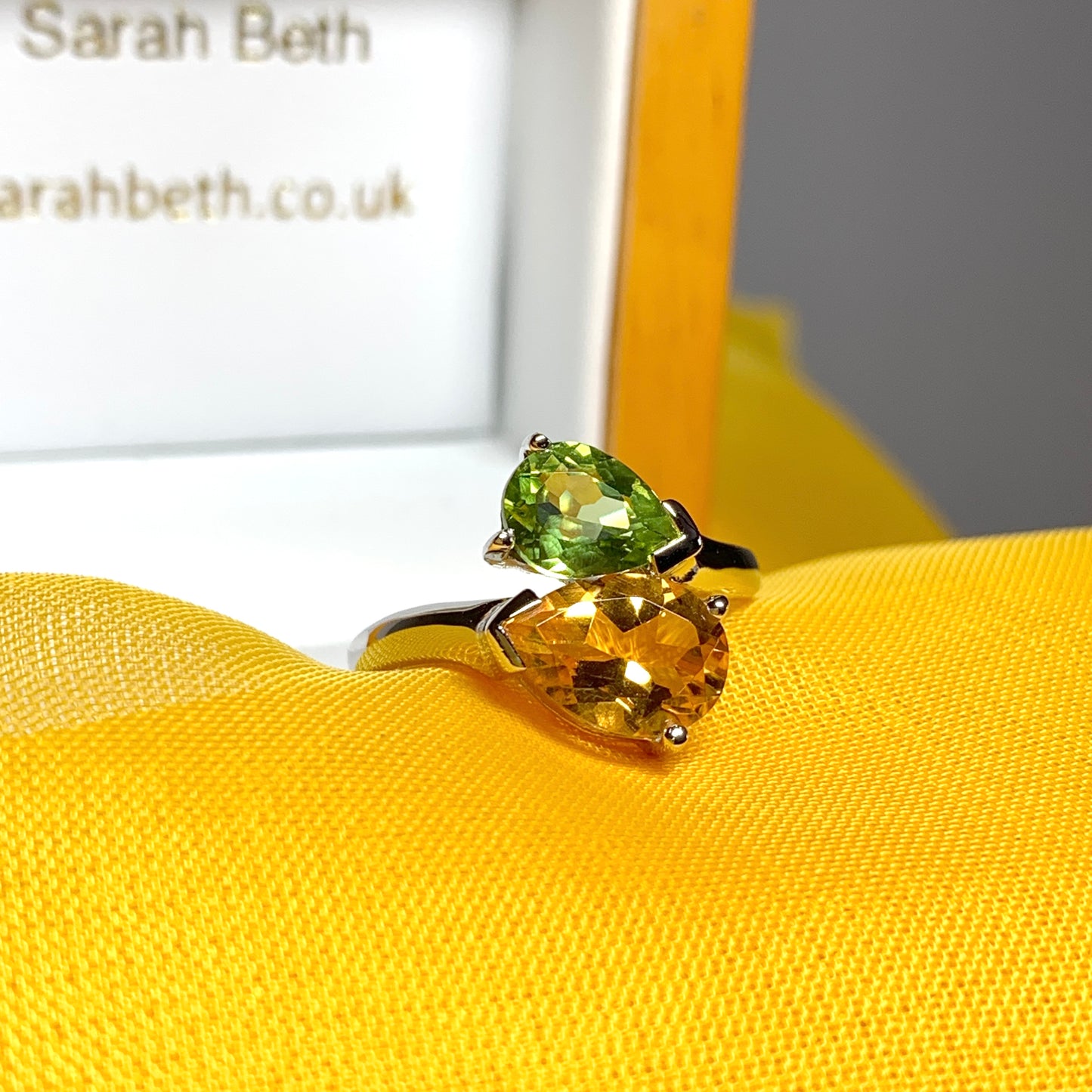 Real peridot and citrine fancy dress cocktail ring