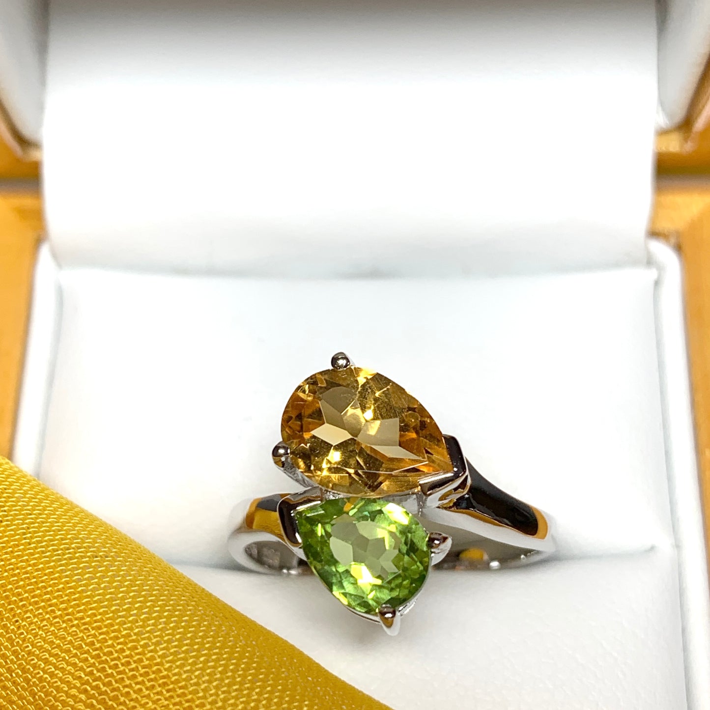 Real peridot and citrine fancy dress cocktail ring