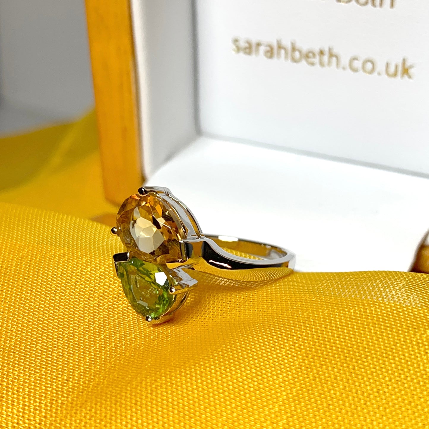 Real peridot and citrine fancy dress cocktail ring