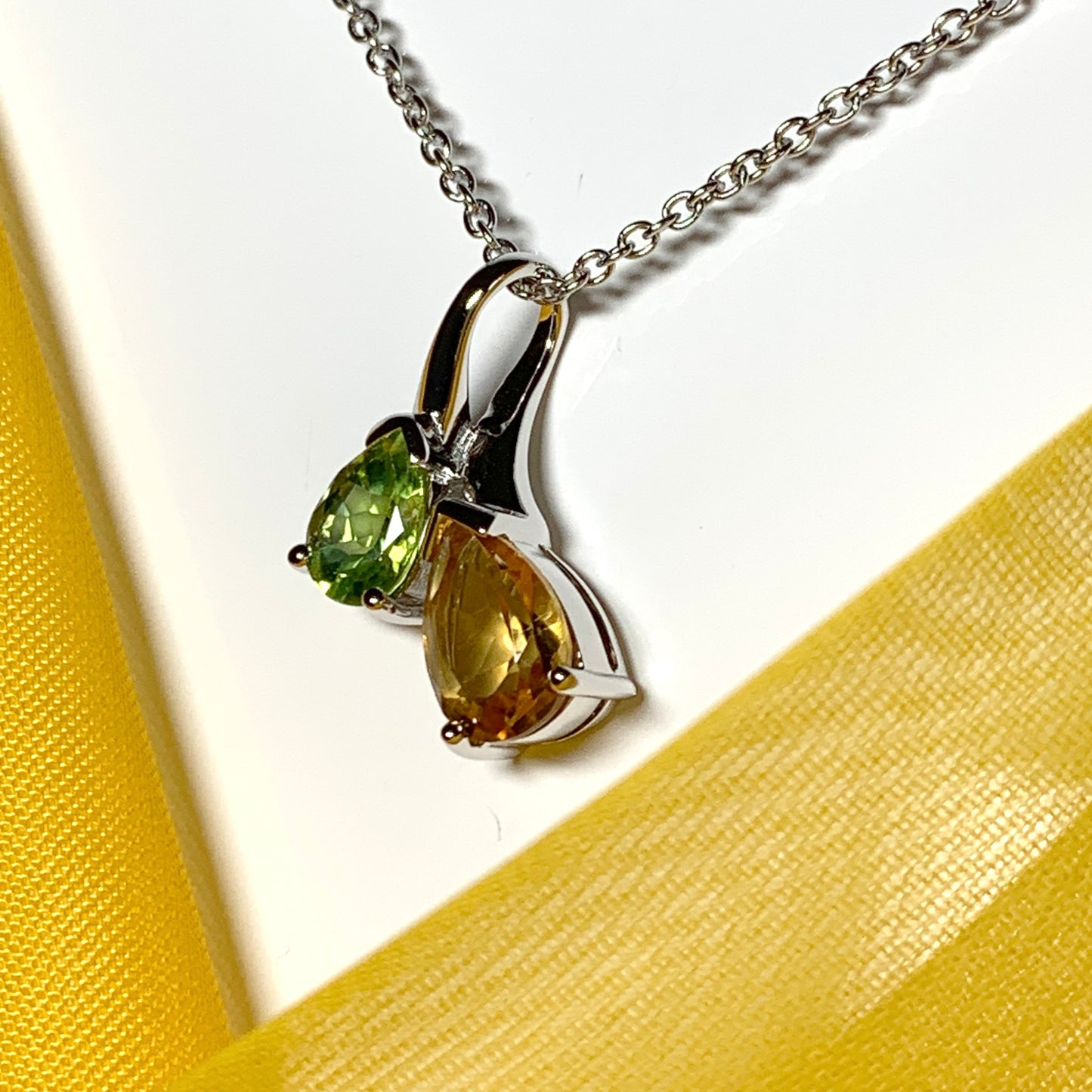 Real peridot and citrine fancy necklace