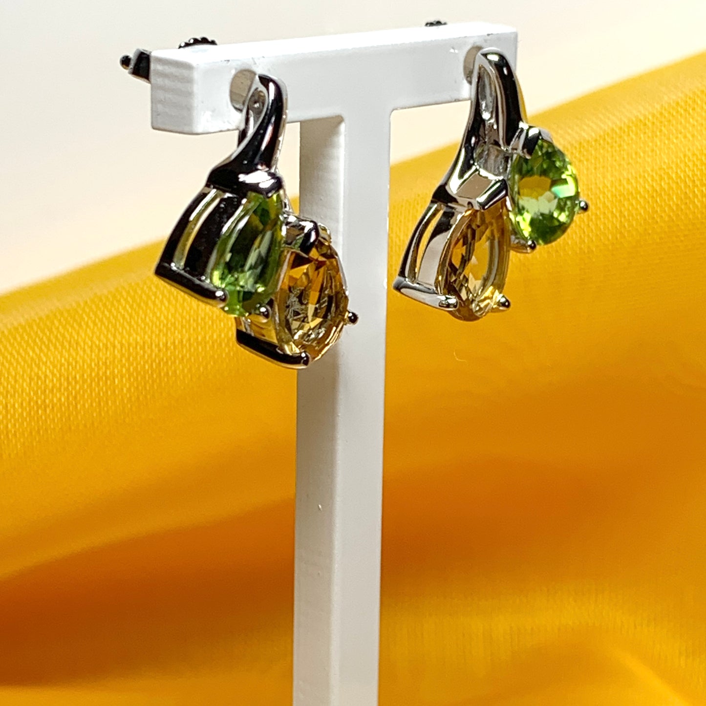 Real peridot and citrine fancy stud earrings