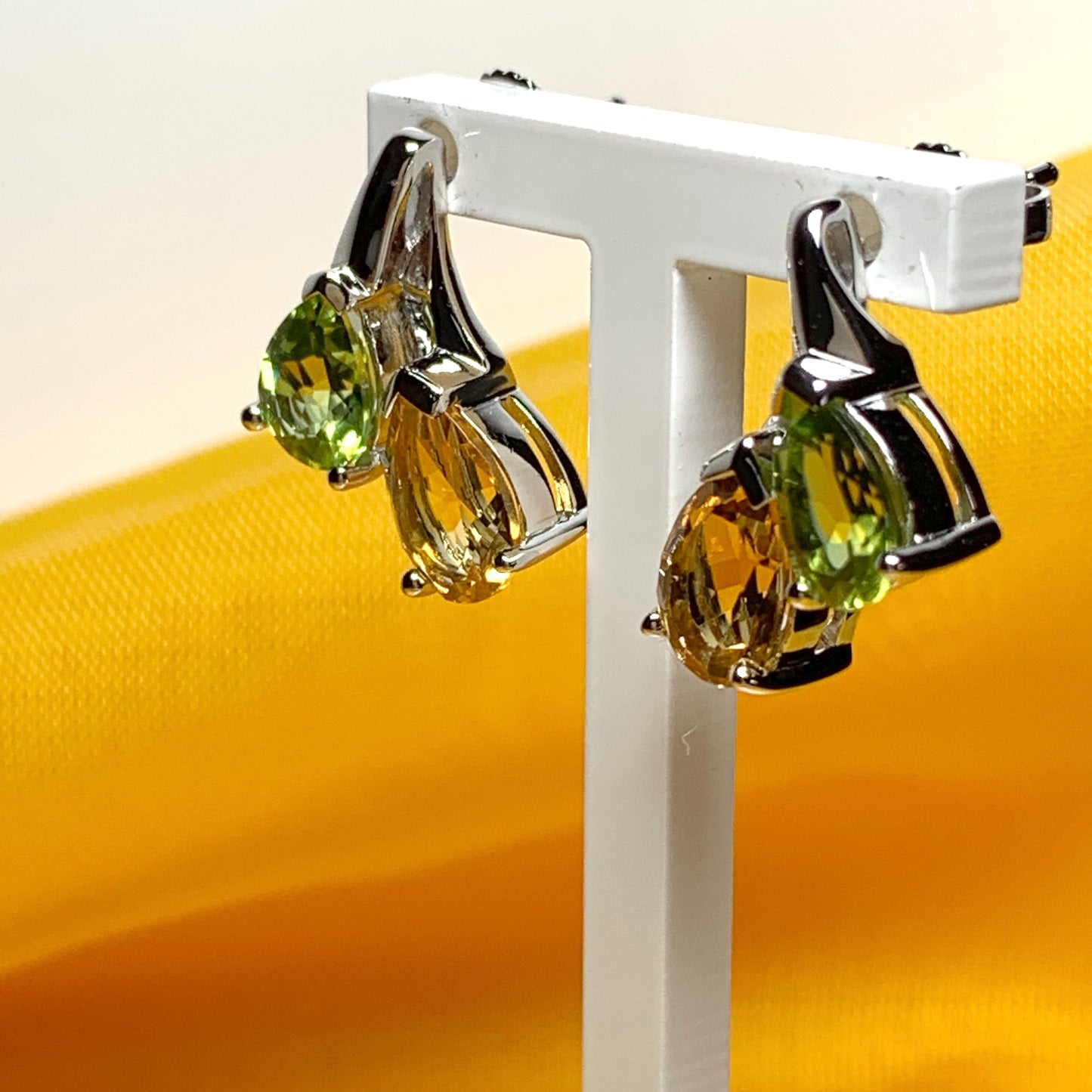 Real peridot and citrine fancy stud earrings