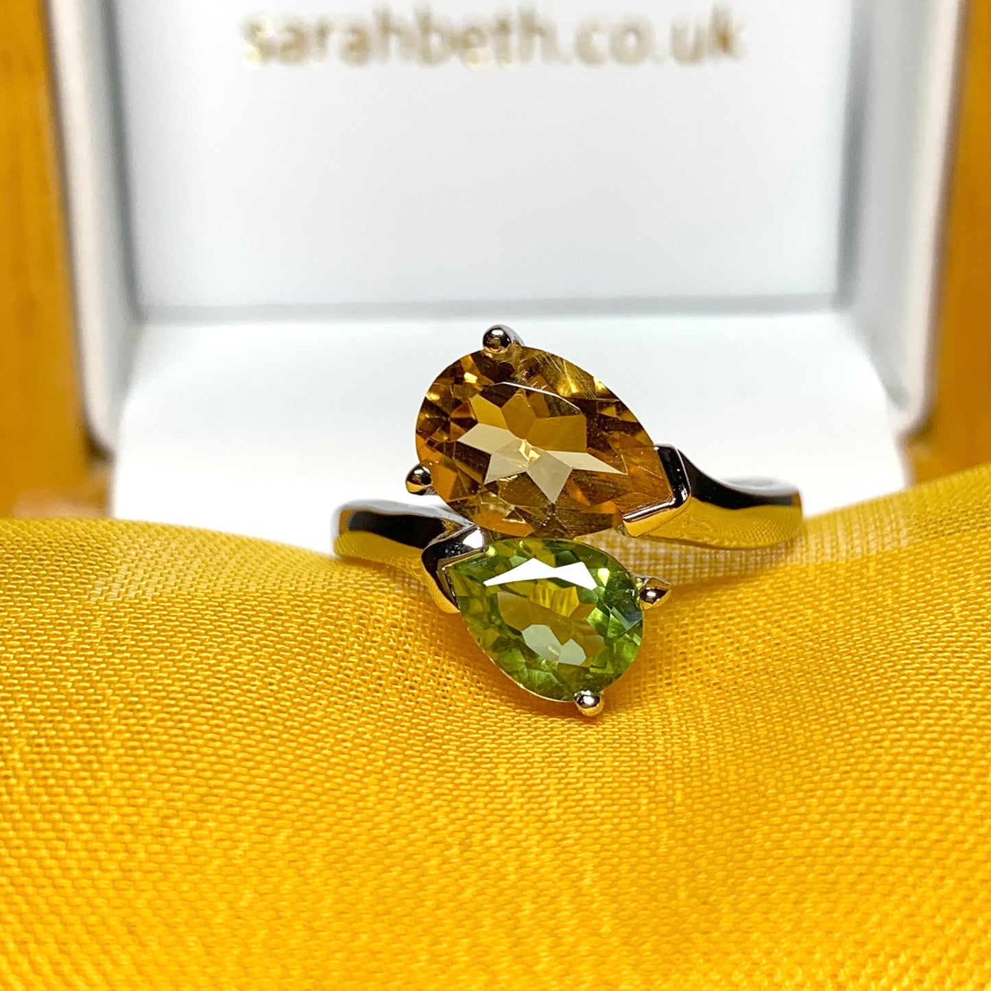 Real peridot and citrine fancy dress cocktail ring