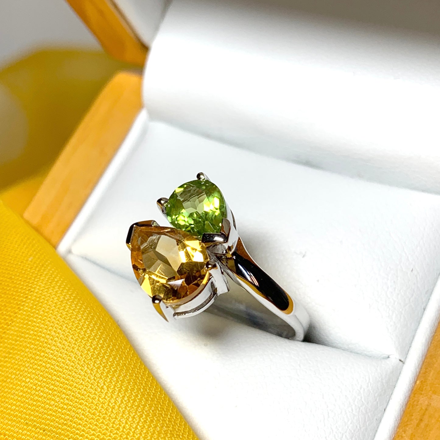 Real peridot and citrine fancy dress cocktail ring