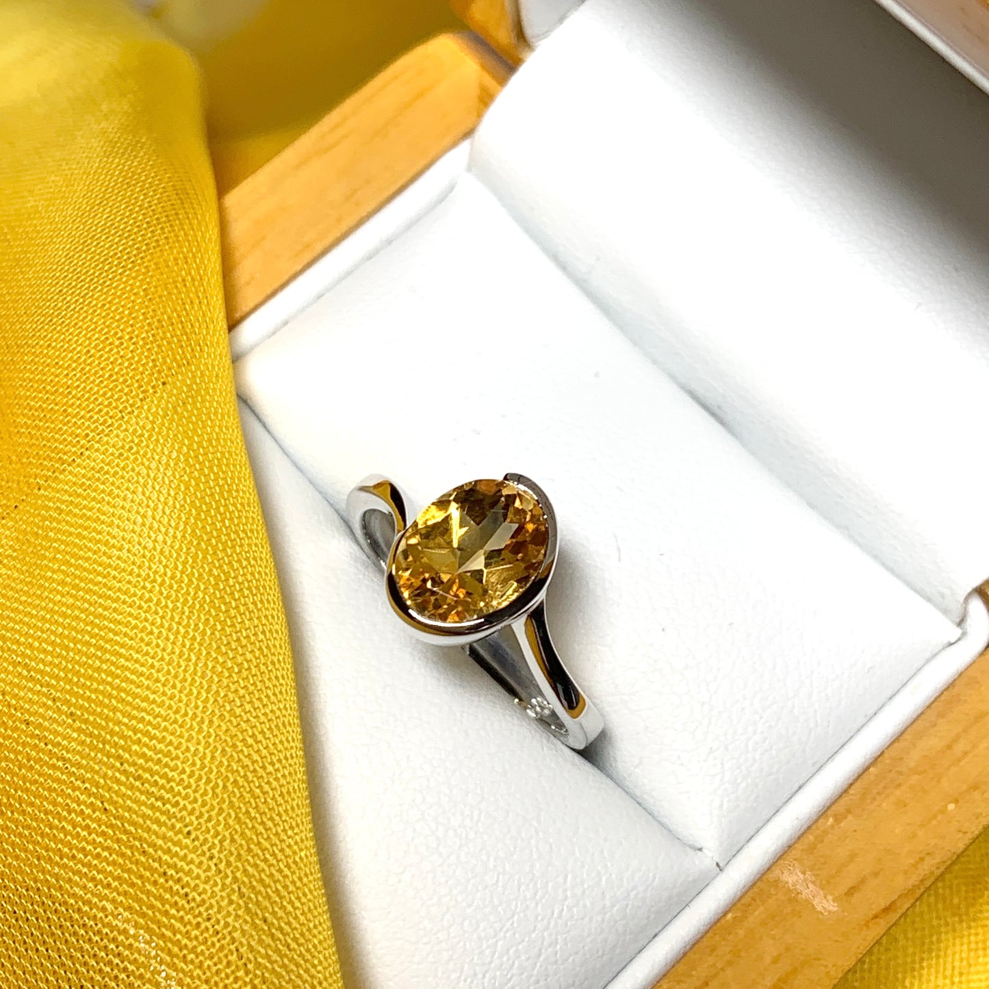 Real citrine ring fancy oval swirl sterling silver