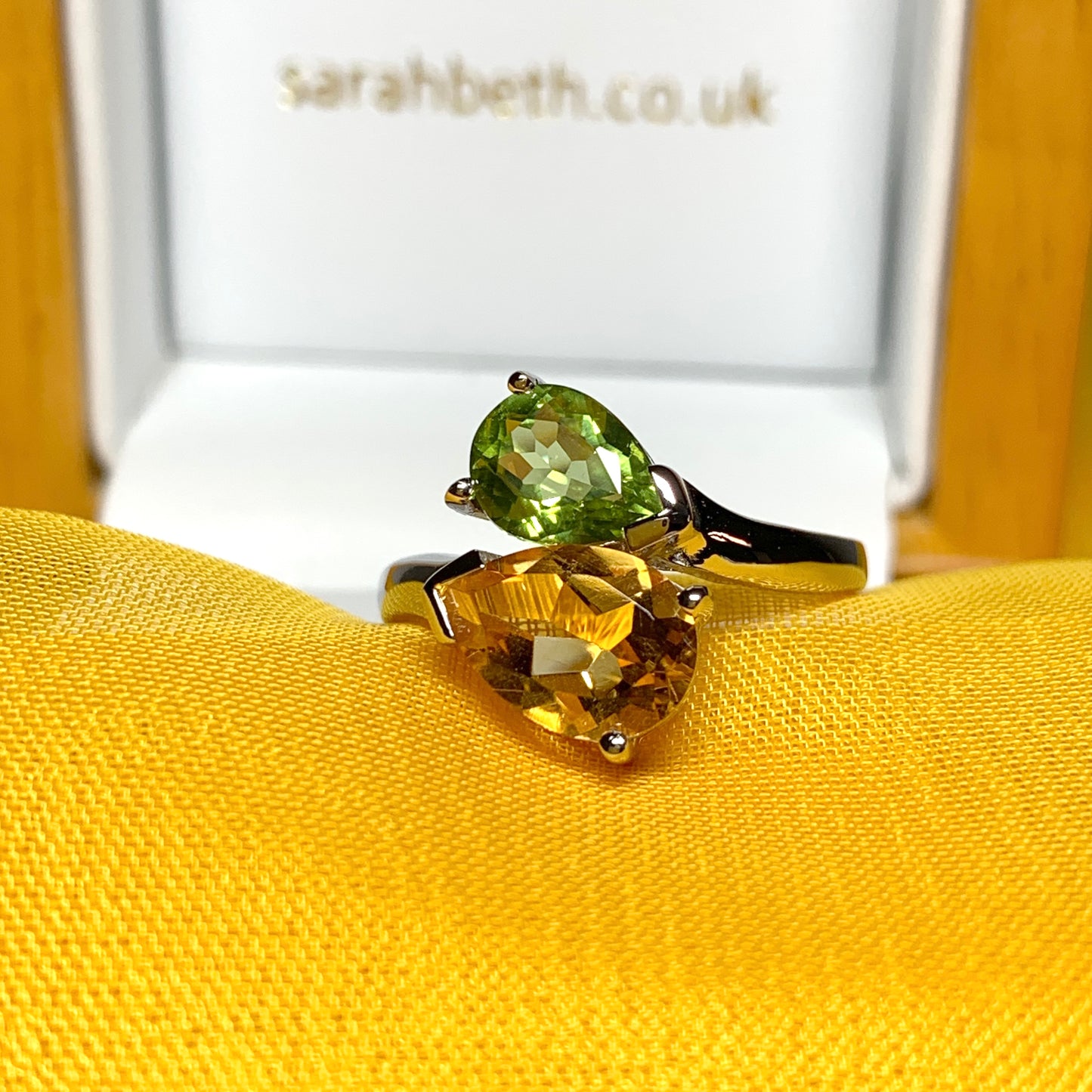 Real peridot and citrine fancy dress cocktail ring